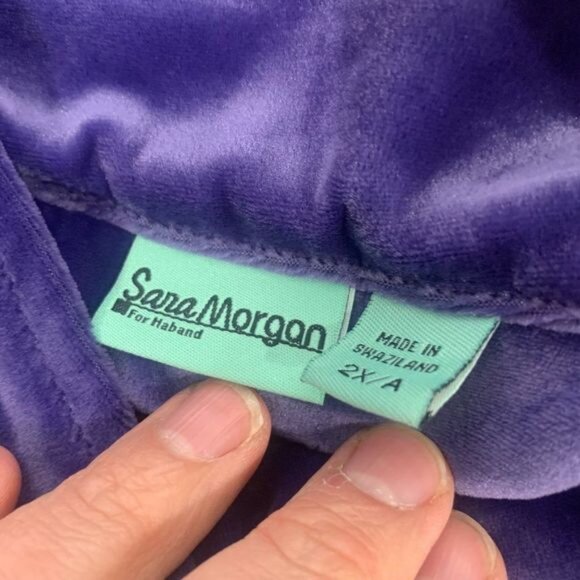 Sara Morgan Womens 2X Purple Velour Zip-Up Jacket With Embroidered Floral Design - Picture 4 of 6